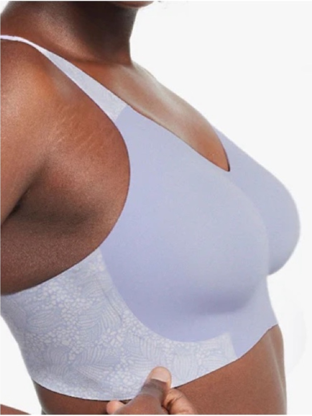 Evelyn & Bobbie Beyond Adjustable Wireless Bra Moonstone Lace Blue Purple XL - Picture 3 of 14